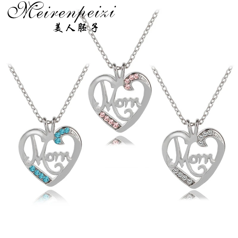 Индивидуальное ожерелье в виде сердца из хрустальных бусин на день матери