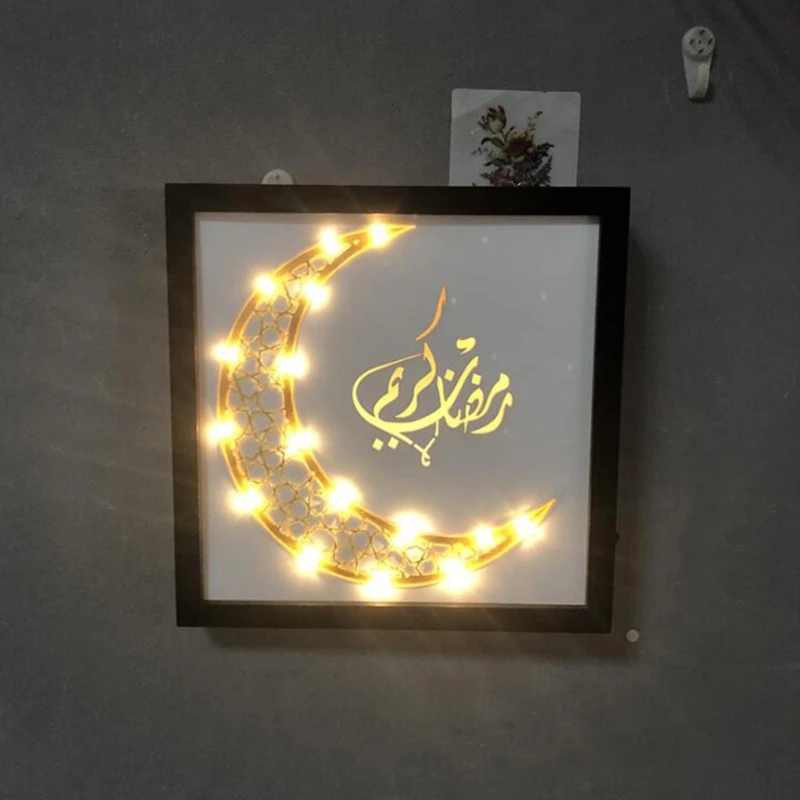 

Moon Shape Night Light Desktop Lamp Muslim Festiva Handicraft Decoration Q9QF