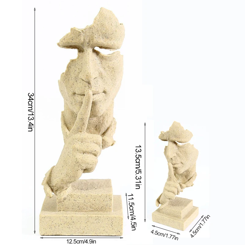 Modern Silence Is Gold Sculpture Thinker Abstract Statue Resin Art Ornaments Figurines Craft Home Decoration Wedding Gift | Дом и сад