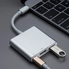 Док-станция 4K 3 в 1, алюминиевая док-станция типа C в HDMI USB 3,0, USB Type C HD, аксессуары для ПК, телефонов, планшетов, ноутбуков