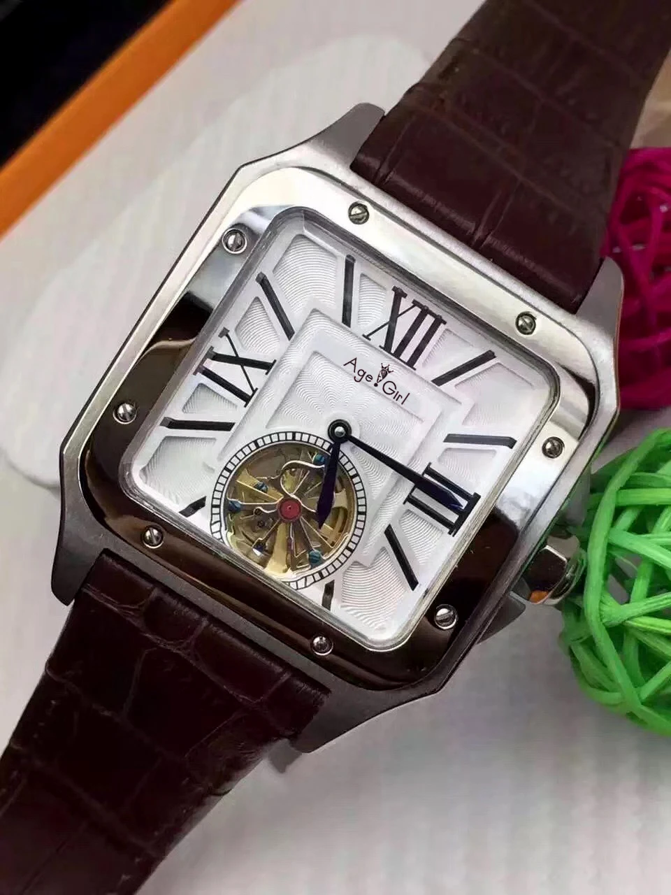 

Luxury Brand New Men Automatic Mechanical Watch Silver Gold Black Blue Leather Tourbillon Sapphire Square Limited Square Sport