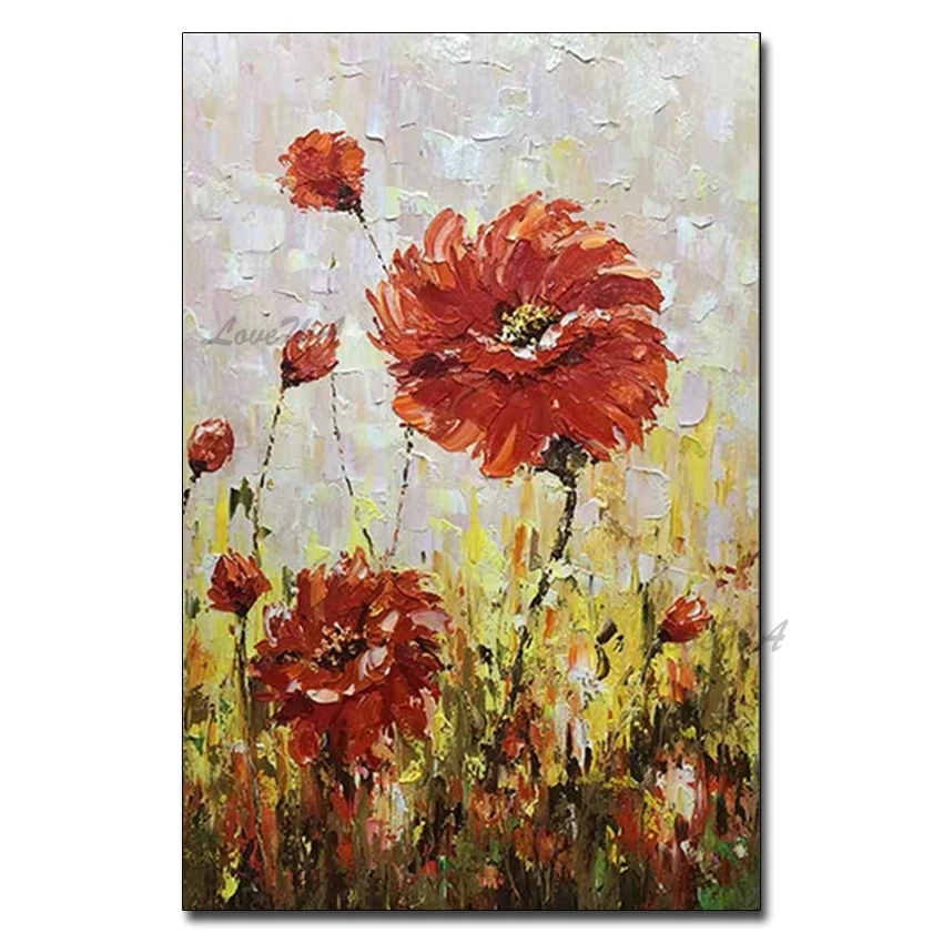 

100% Hand-Painted Heavy Textured Flower Oil Painting Wall Art Free Shipping Canvas Pictures Unframed Artwork For Home Decoration