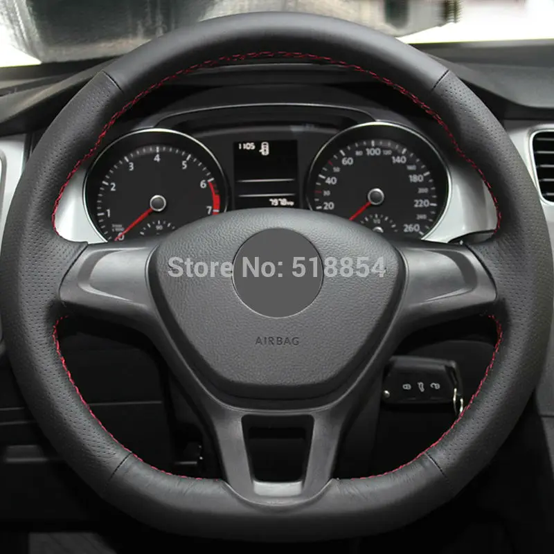 Искусственная кожа черного цвета для Volkswagen VW Golf 7 Mk7 New Polo 2014 2015|car steering wheel cover|steering