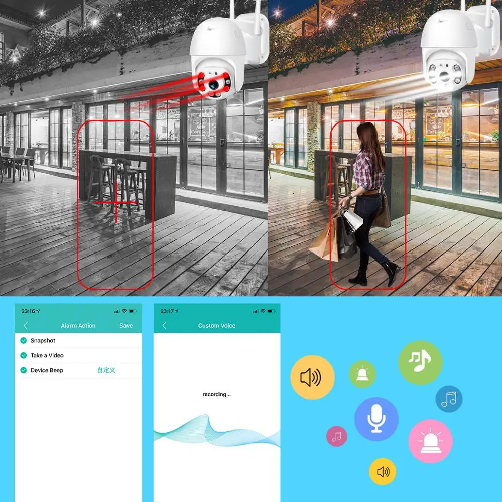 IP-камера BESDERSEC 1080P Wi-Fi PTZ IP66 водонепроницаемая | Безопасность и защита