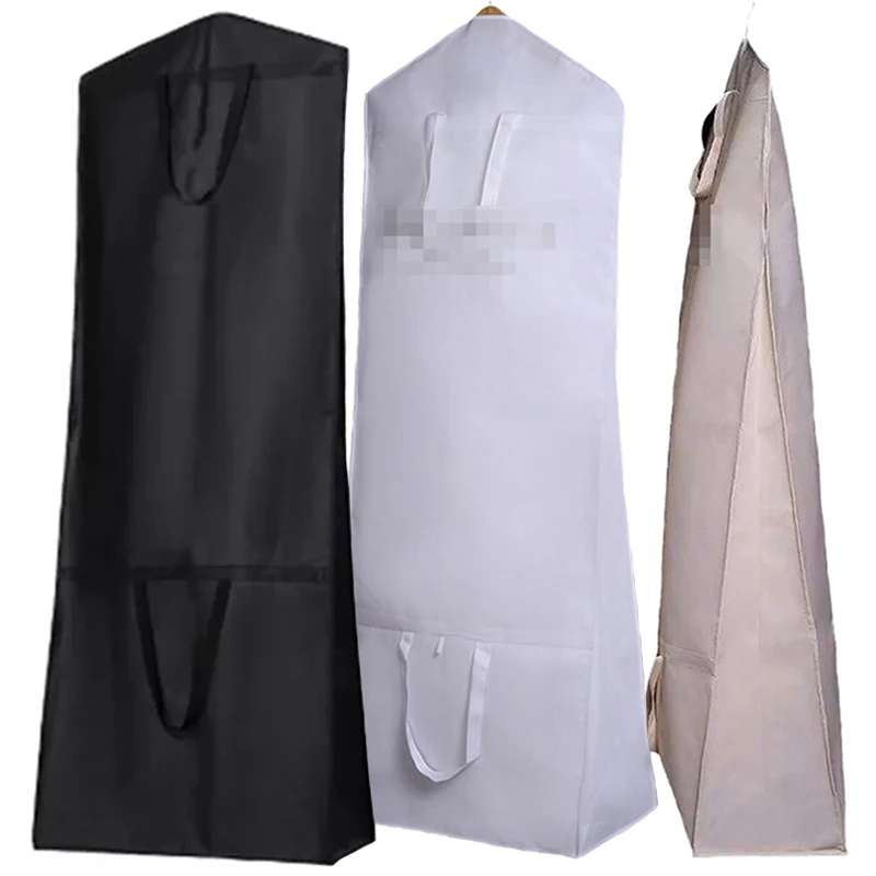

Large White Thickened Non-woven Fabric Wedding Bridal Gown Bags Black Long Gown Garment Bags Travel and Storage Bag Printed Logo