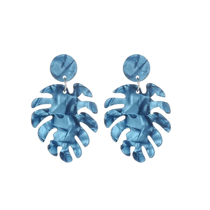 Женские серьги клипсы с листьями Разноцветные из ацетатного листа круглыми в