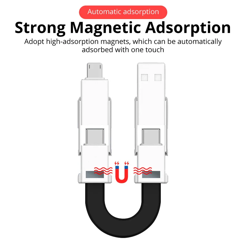 Магнитный кабель Micro USB Type-C для Android портативный многозарядный USB-кабель передачи