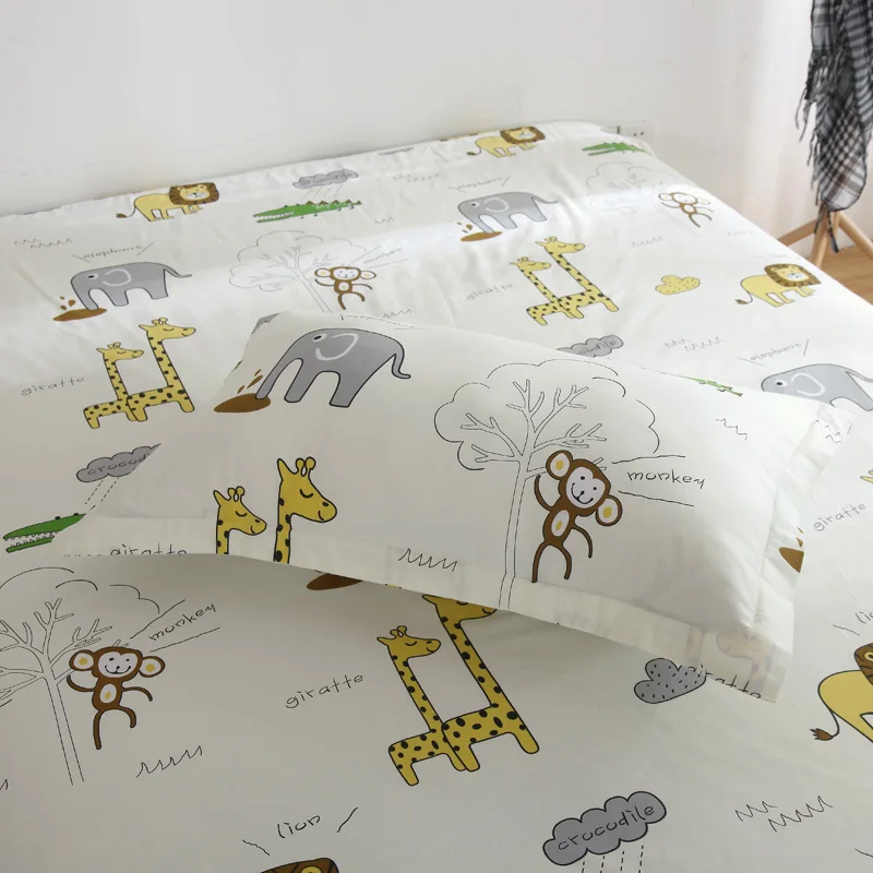 

White Soft Cotton Fitted Sheet animal Mattress Cover Bed Sheet Bedspread Twin Queen King elastic bed sheet giraffe pillowcase