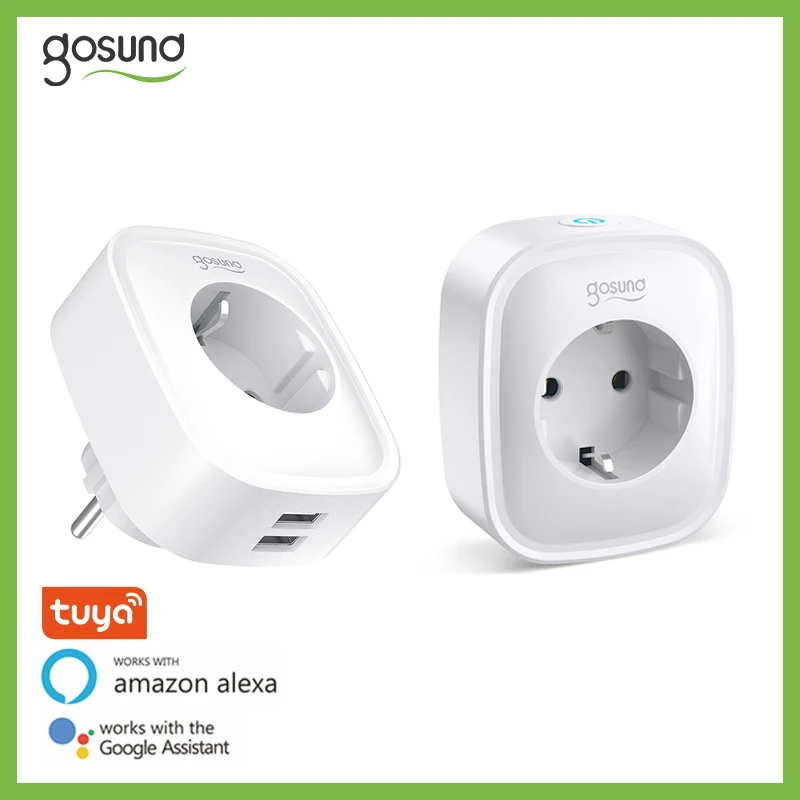 

Gosund 16A EU Plug Smart Socket With 2 USB Ports WiFi Tuya App Alexa Voice Control Timing Power Monitor Socket For Smart House