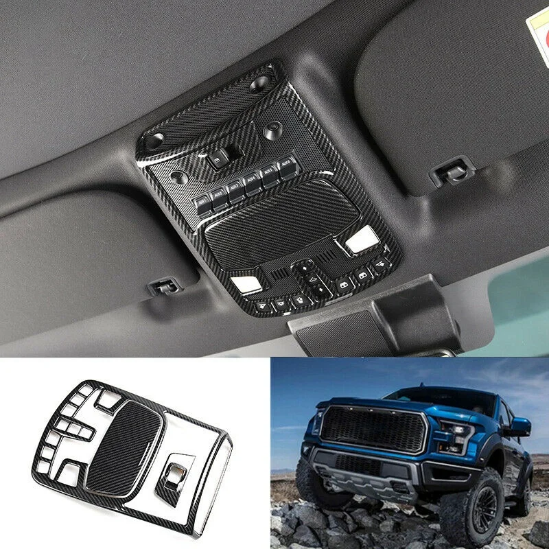 

AL22 -3Pcs Carbon Fiber Car Roof Reading Light Lamp Cover Trim for Ford F150 2015-2019