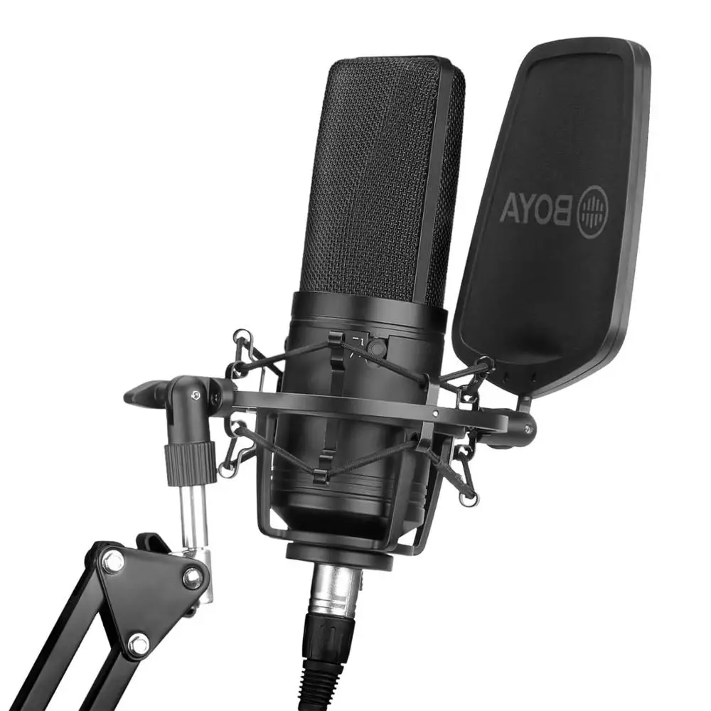 

BOYA BY-M1000 Large Diaphragm Condenser Microphone with 3 Polar Patterns & Sturdy Housing for Vocal Recording Singer Podcaster