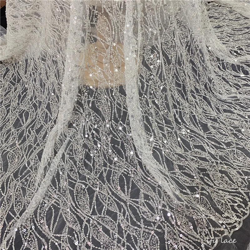 Кружевная ткань высшего качества 2019 см с Блестками Бисером вышивкой кружевом