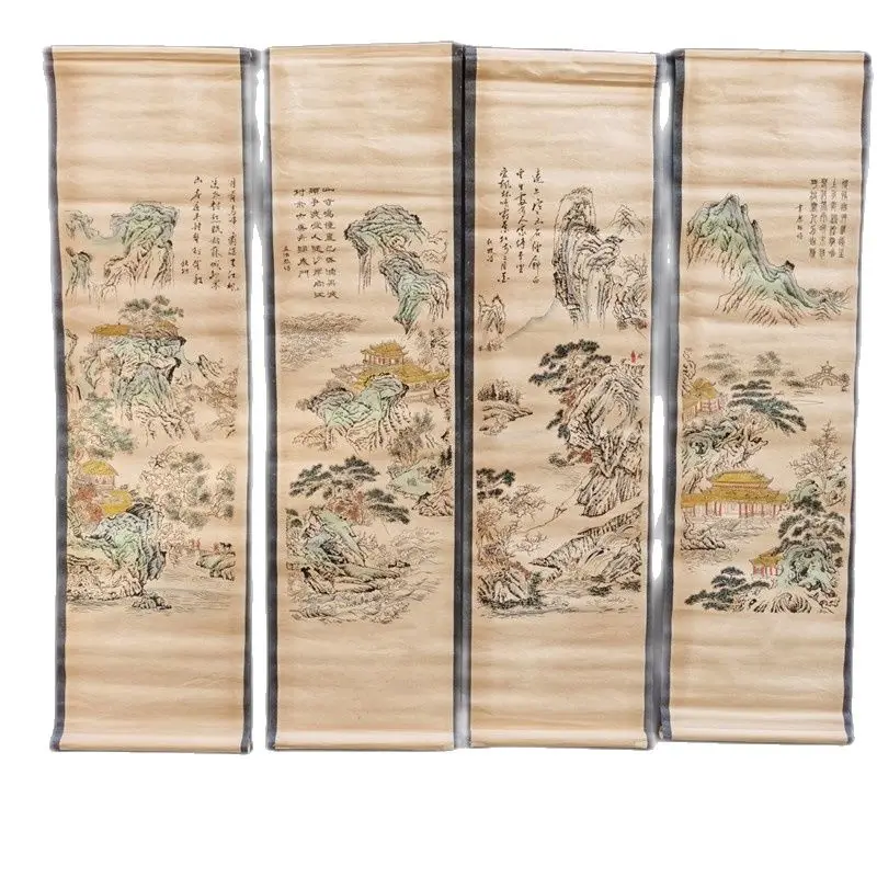 

Ранняя коллекция античной каллиграфии и живописи (четыре сезона пейзаж) Семейная Коллекция с четырьмя экранами