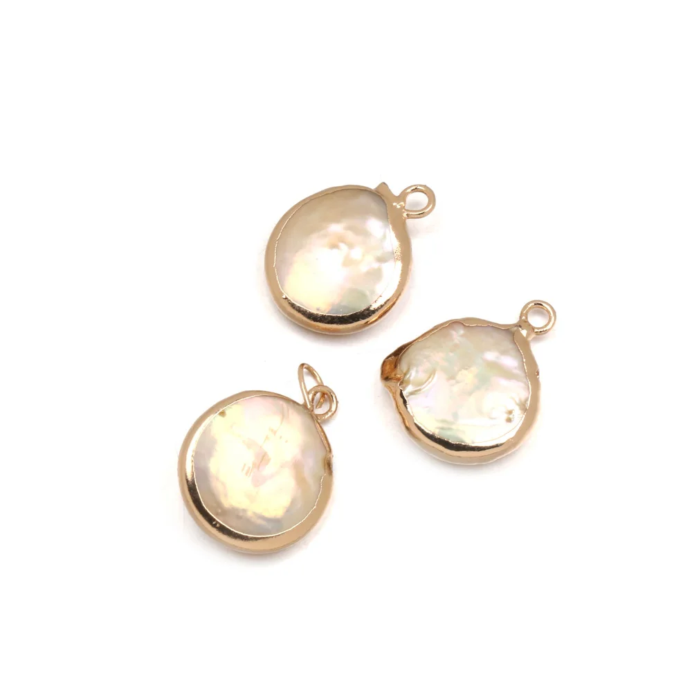 

5Pcs Yellow Round Natural Freshwater Pearl Pendants Making For Jewelry DIY Necklaces Temperament Accessories 12x16-15x20mm