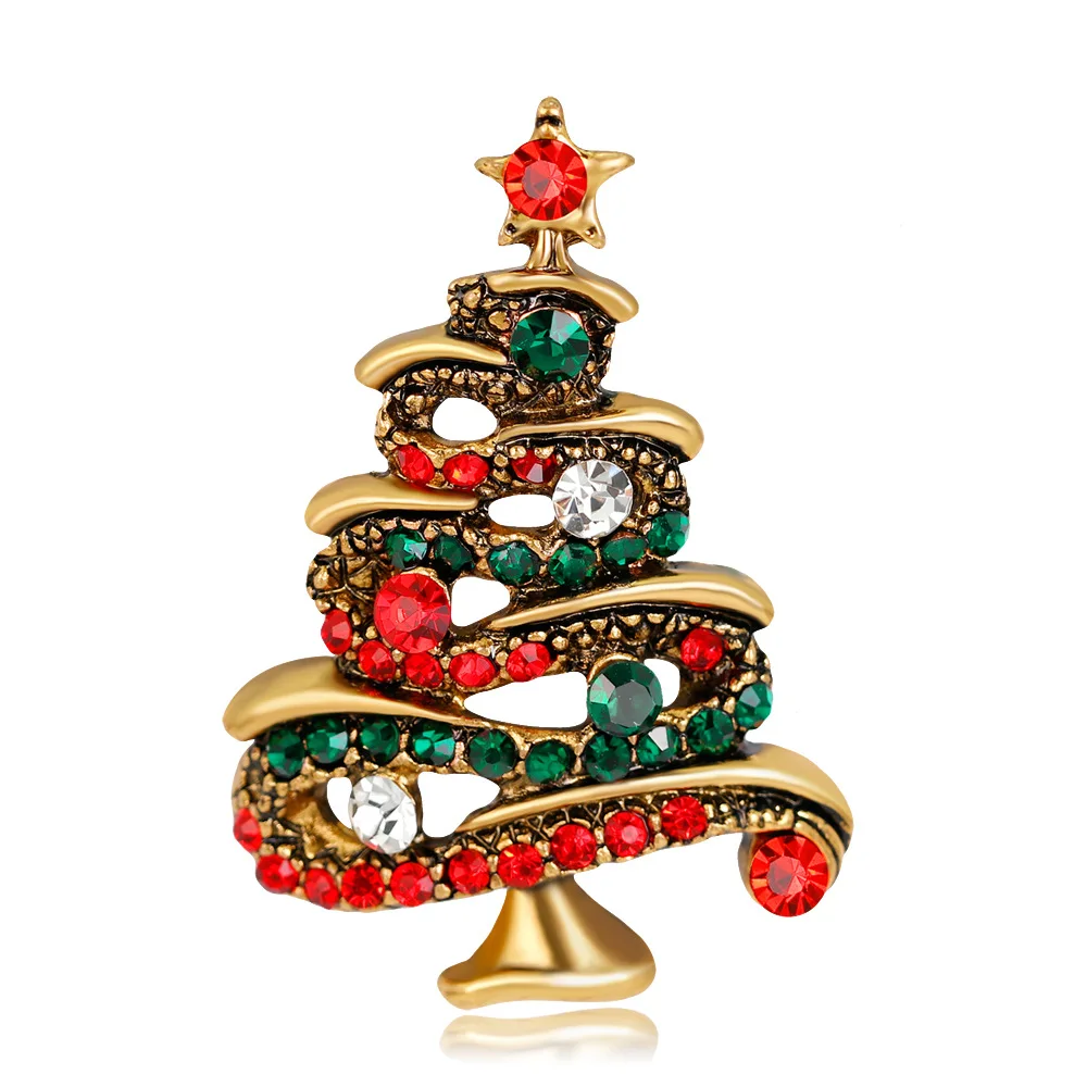 

WANGAIYAO2021 new fashion high-end corsage alloy Christmas alloy Christmas tree colorful diamond brooch exquisite ladies accesso