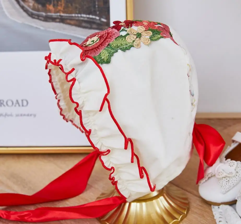 

Vintage floral embroidered Princess Spanish Lolita Turkey Ball Gown Bow Sleeveless Birthday Party kids Cute dress