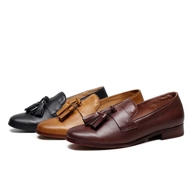 

Обувь Из Натуральной Кожи С Кисточкой Женская Весенняя обувь без застежек из натуральной кожи, с заостренным 2021 новинка Женская обувь на ре...