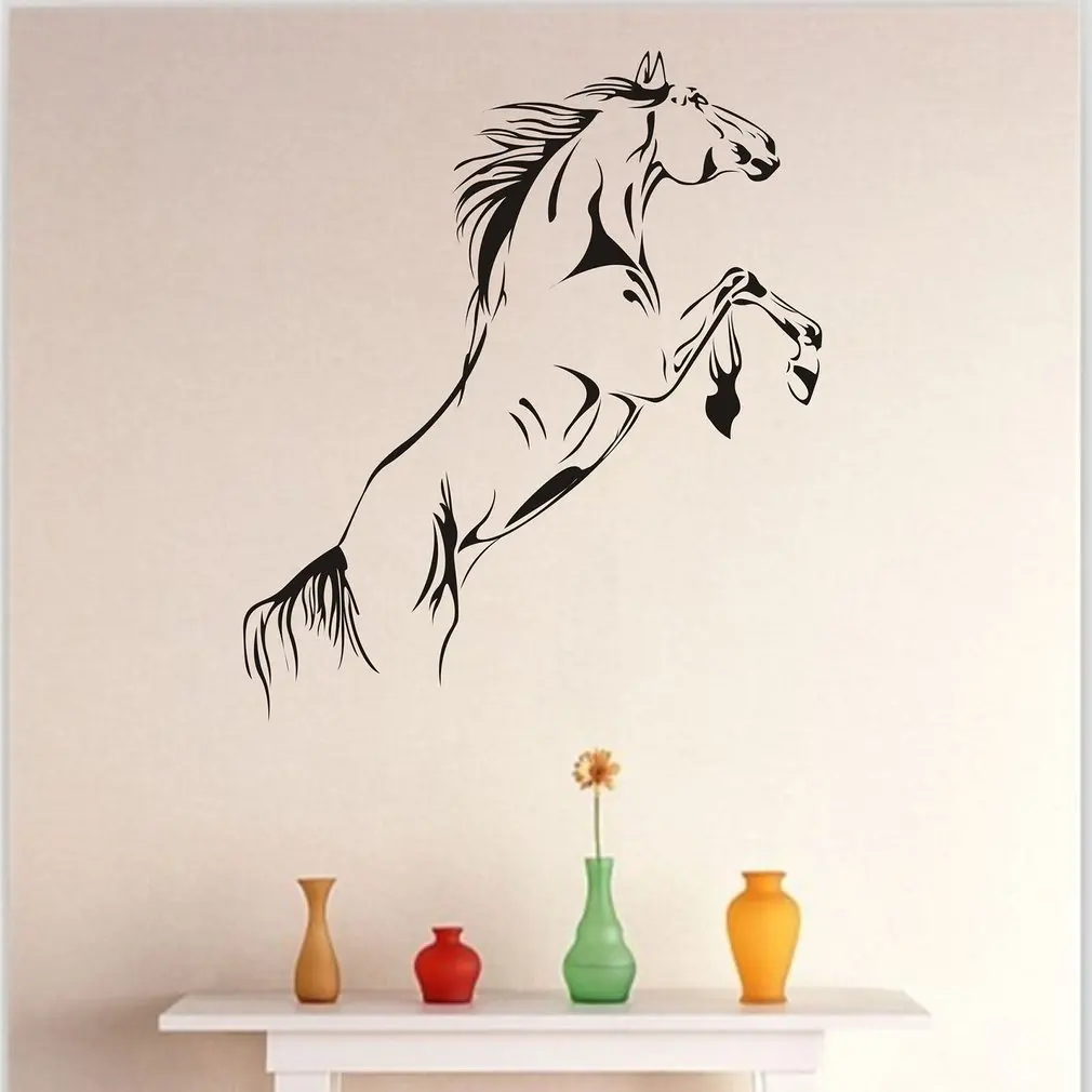 ПВХ черный бегущий стикер на стену лошадь Съемные Виниловые художественные