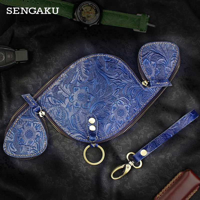 Genuine Leather Keychain Men Women Key Bag Key Holder Organizer Car Key Wallet Housekeeper Key case Mini Card Bag