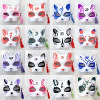 anime hand painted mask cos cat fox anime cartoon mask logo with tassel bell groomsmen gifts anniversary gift