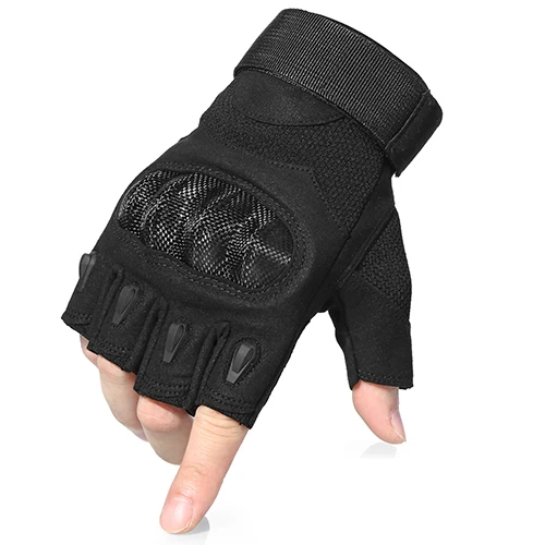 Fingerless Black Сенсорный экран мотоцикл с твердыми костяшками полный палец перчатки для мотоперчатки мото мотоцикла Байкер Защитное снаряжение для мотогонок мужчин - Цвет: Fingerless Black