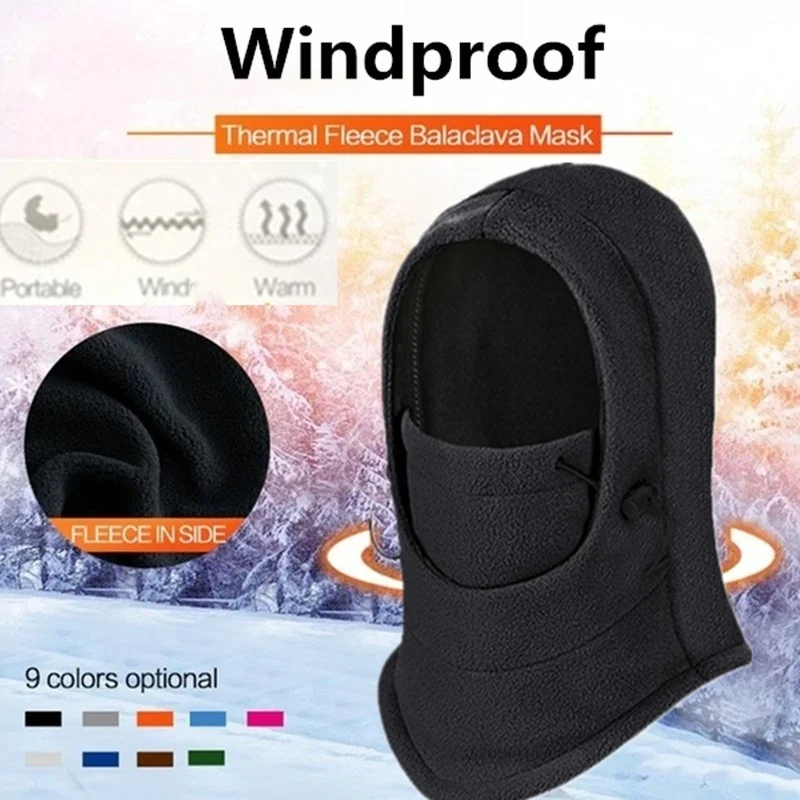 

Winter Windproof Hiking Caps Men Warm Thermal Fleece Balaclava Face Beanies Ski Bike Motorcycle Neck Warmer Helmet Hat