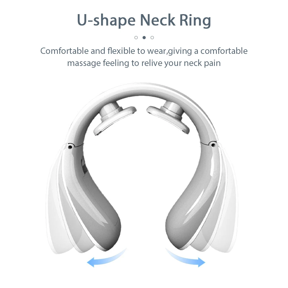Переносной массажер шеи для расслабления и снятия боли 12 режимов массажа 15 уровней интенсивности Встроенный аккумулятор.