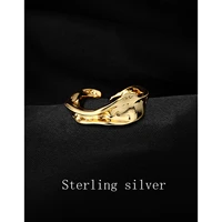 925 sterling silver ring 2022 new geometric ring female fashion simple creative irregular concave convex wild open ring jewelry