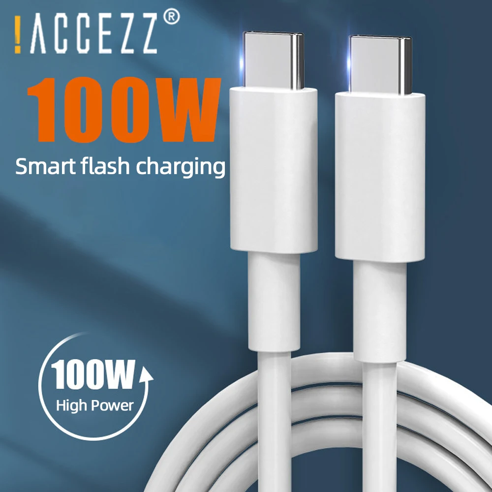 

!ACCEZZ PD 100W USB C to USB Type-C Cable Fast Charge Data Sync Cord for Macbook Xiaomi Redmi Huawei Samsung Type C Charger Line