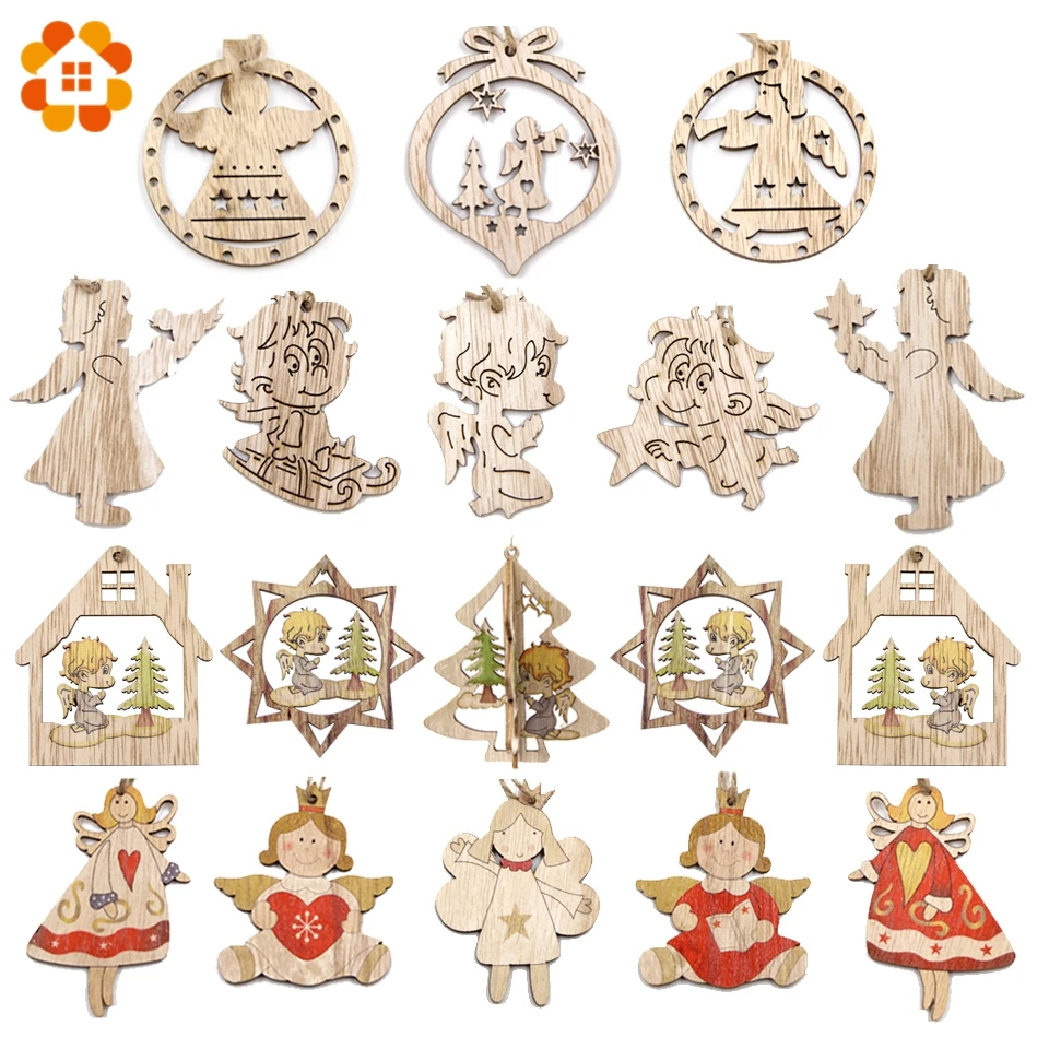 3 шт. подвески в виде милых ангелов различные варианты деревянные подвесные