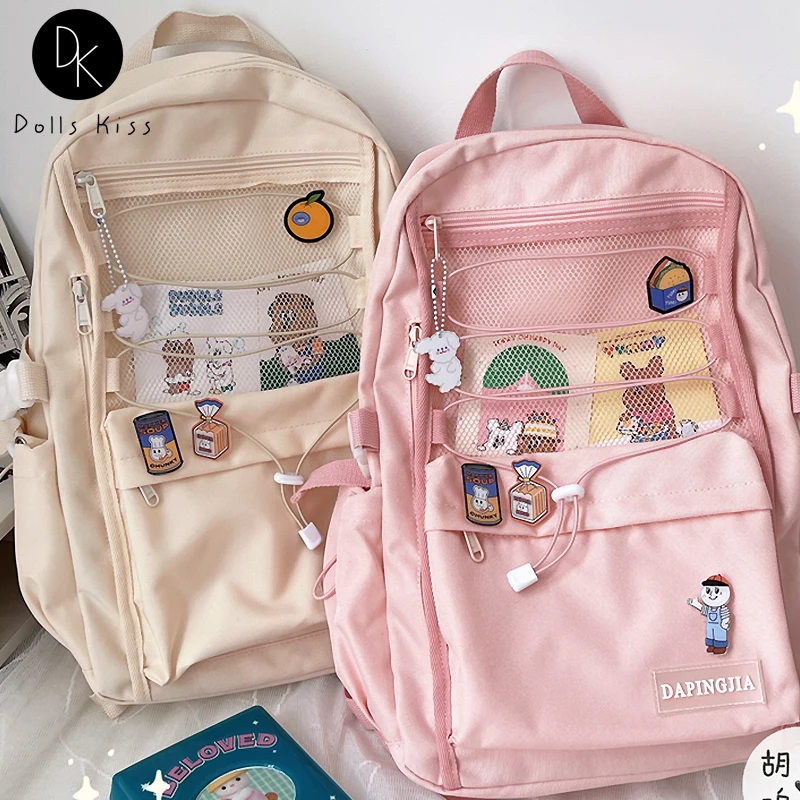 

Ladies Kawaii Ita Bag Women Japanese College Style Transparent Pocket Backpack Large Capacity Student School Bag Travel Backpack