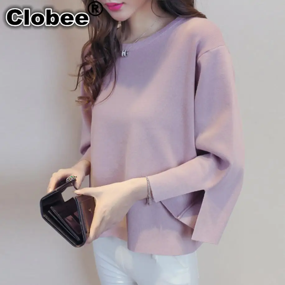 Вязаный женский свитер с круглым вырезом 5 цветов Осень зима 2020 модные пуловеры