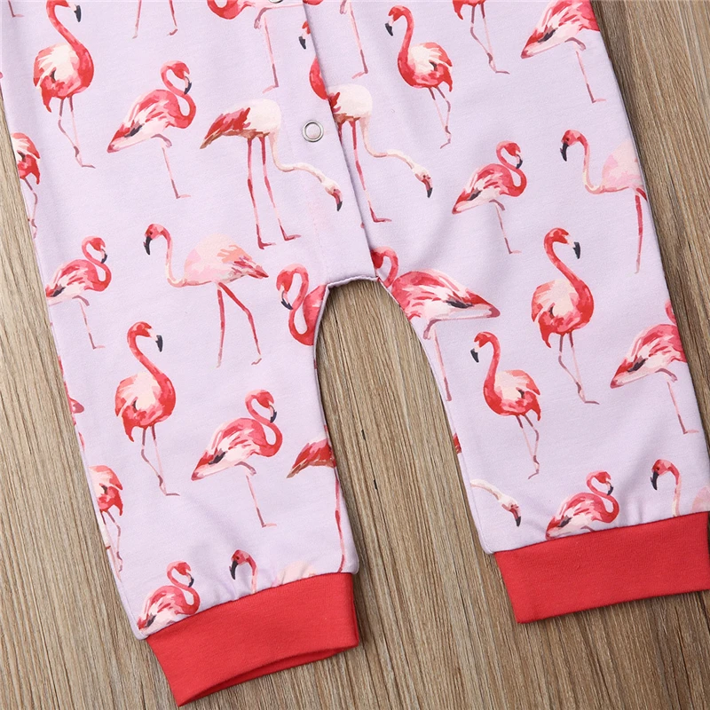 Милый хлопковый комбинезон фламинго для маленьких мальчиков и девочек от 0 до 24