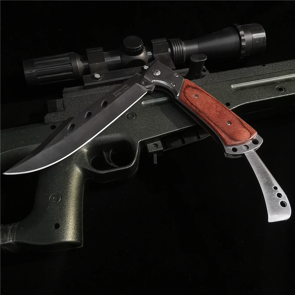 Складной нож с лезвием из стали 8cr1 5mov карманный Мультитул деревянной ручкой 58HRC