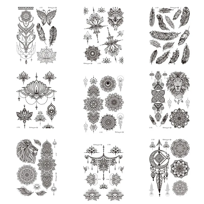 Сексуальная черная хна временные татуировки для женщин и девушек украшение