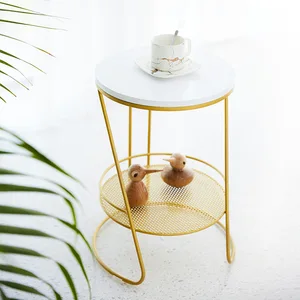Marble top sofa side table corner table end table round small coffee table golden black legs frame