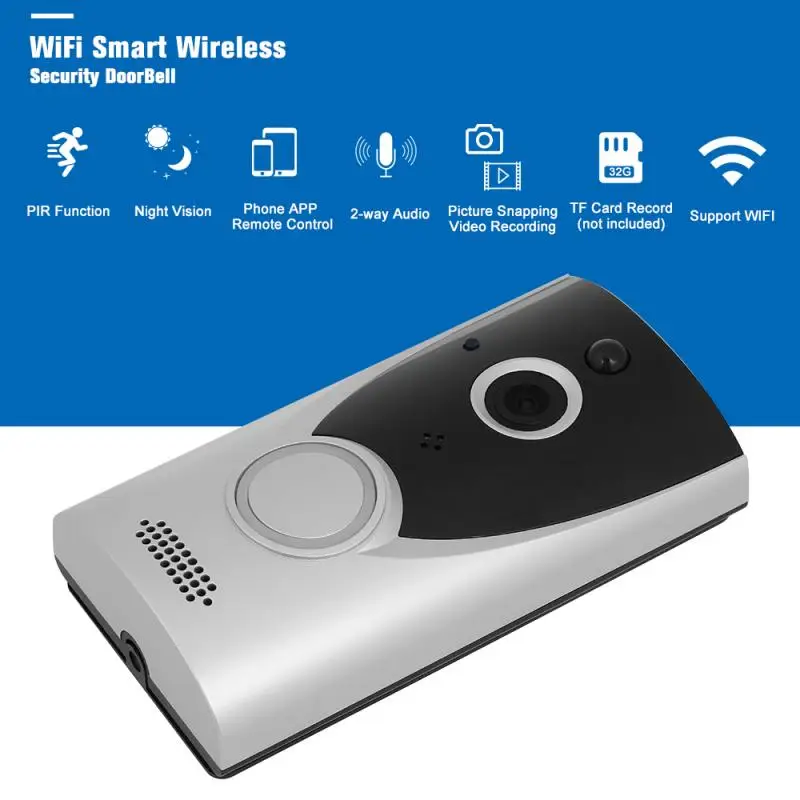 Дверной смарт-видеозвонок Wi-Fi водостойкий 720P HD | Безопасность и защита
