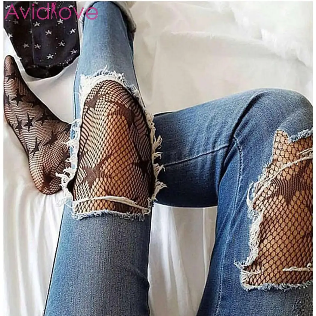 Женские пикантные сетчатые колготки эротические со звездами модные для женщин |