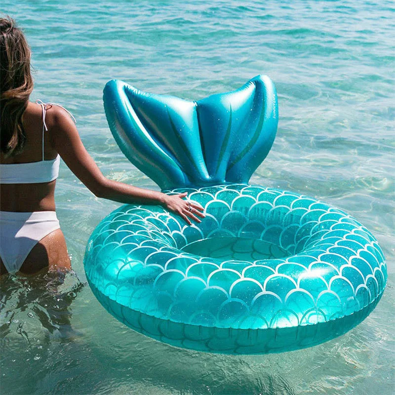 Hot Mermaid Swimming Ring for Adult Kids Inflatable Swim Circle Rubber Ring for Pool Float Beach Party Water Toy Piscina