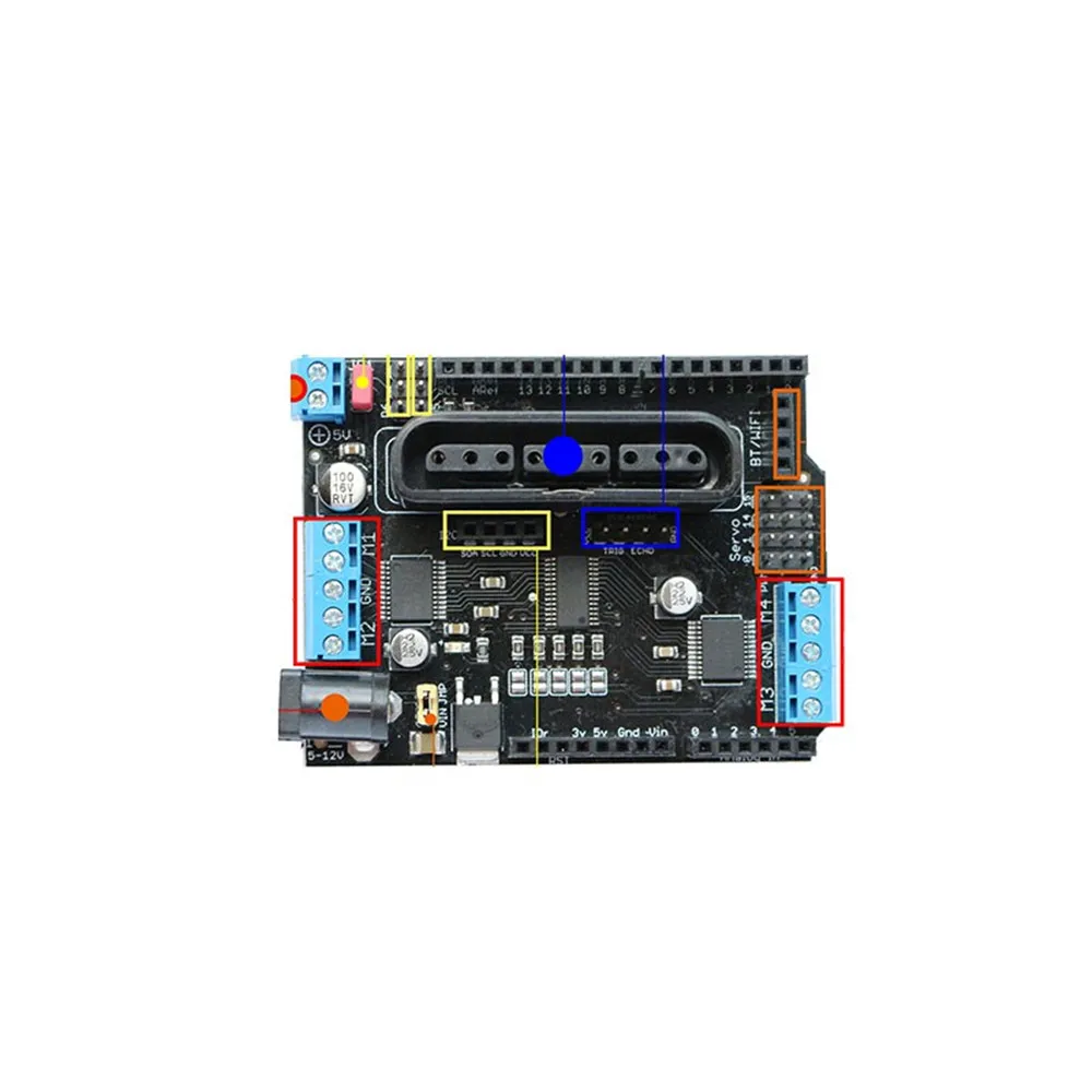 Плата расширения щит Arduino 6 12 В с 4 канальными портами двигателей PS2 джойстиком и