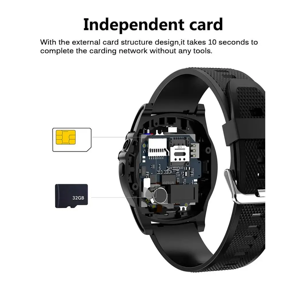 Смарт-часы BINSSAW Bluetooth шагомер sim-карта круглый экран браслет дисплей камеры