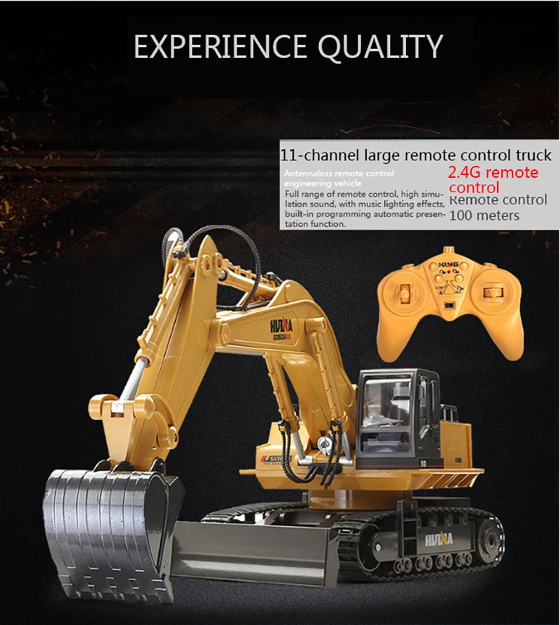 HUINA 1510 RC экскаватор гусеничный 1/16 Электрический экскаватор с дистанционным управлением моделирование инженерное транспортное средство Игрушки для мальчиков