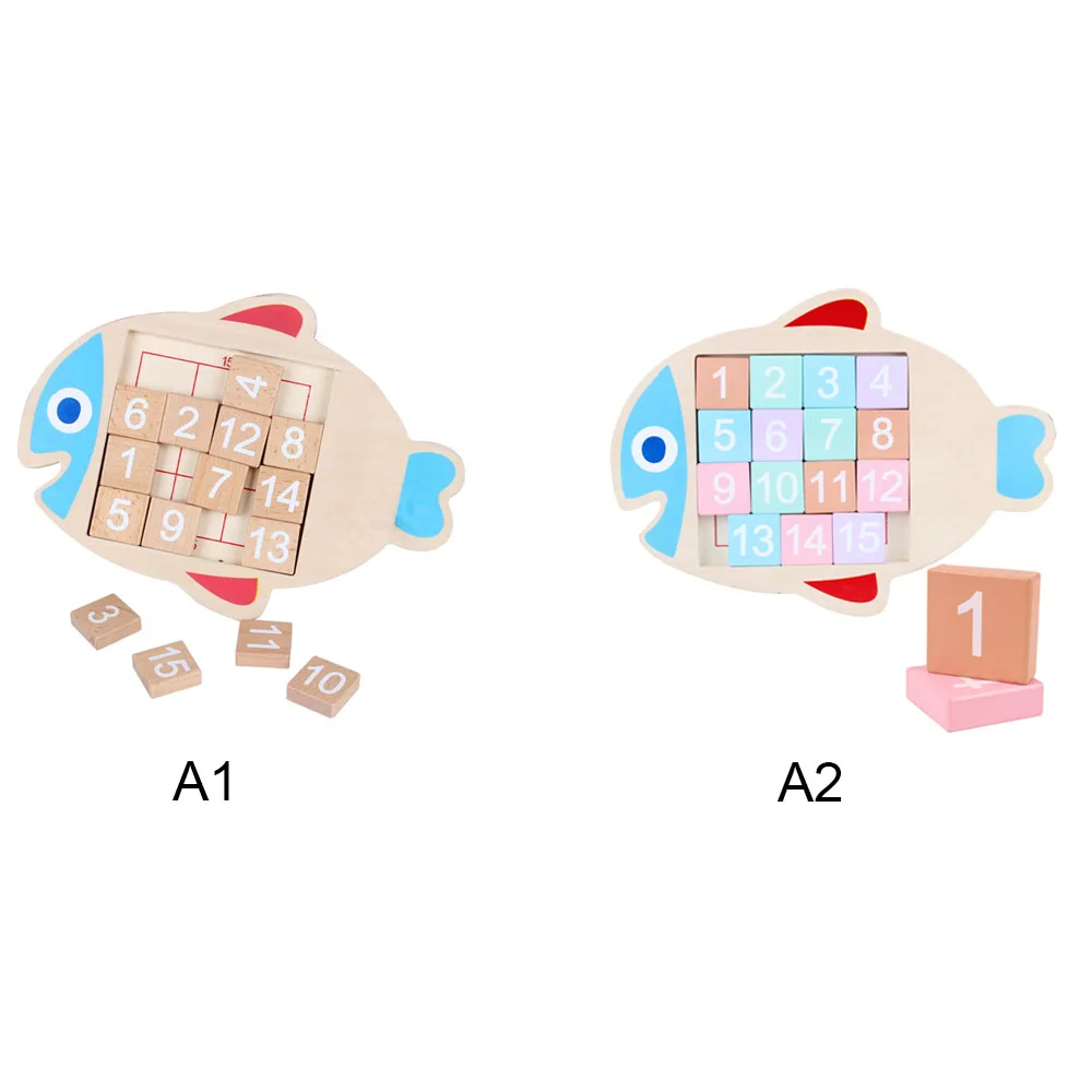 

New Kids Sudoku Math Toy Wooden Fish Shape Moving blocks Digital Puzzles Game Kids Early Educational Learning Toys Gift Sep23