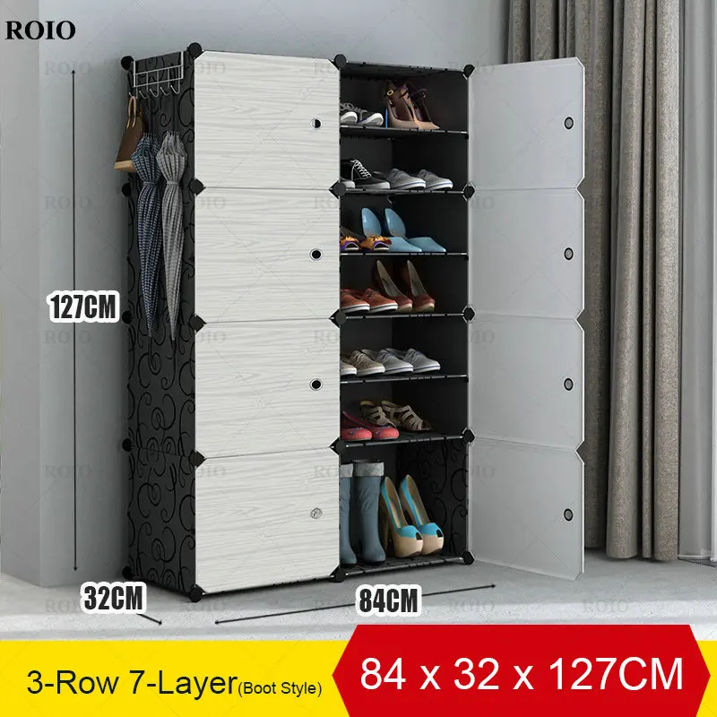 Modular DIY Shoe Cabinet Cube Combination Home Dorm Organizer Space-saving Stand Holder Stainless Steel Frame Rack | Мебель