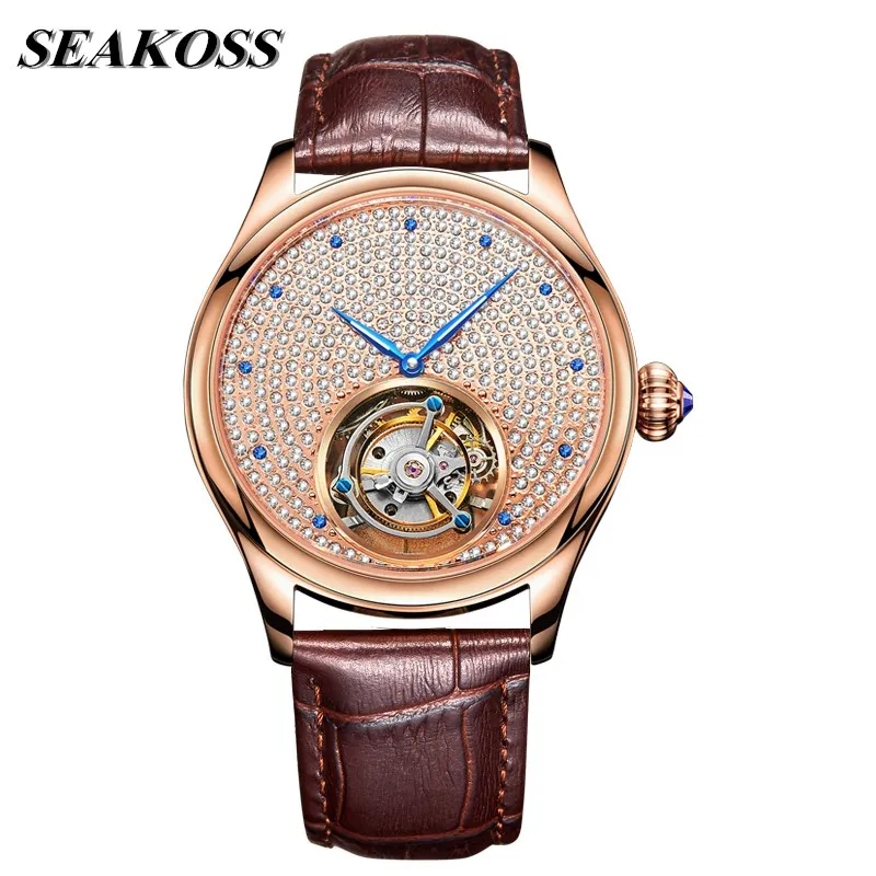 

Men Flying Tourbillon Mechanical Skeleton Watch Movement for Men Mechanical Watches Sapphire Clock WaterResistant Watches Custom
