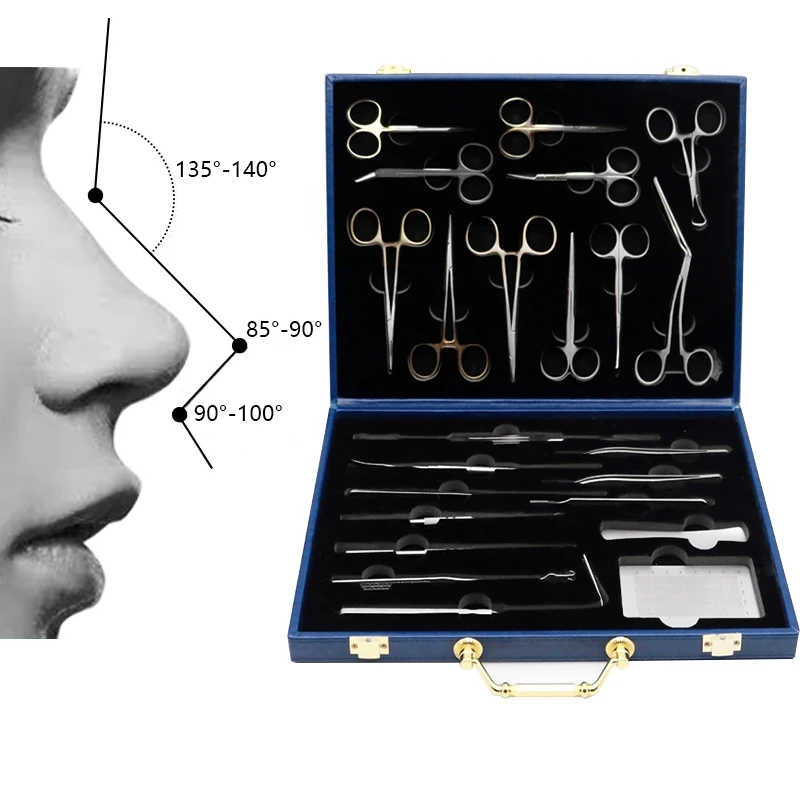 

Набор для ринопластики из нержавеющей стали, 23 шт., ножницы, носовой держатель для носовой перегородки, хирургические инструменты и инструм...