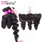 Волосы Tinashe, свободные волнистые пряди с фронтальной застежкой, бразильские кудрявые человеческие волосы без повреждений, 3 пупряди с фронтальной застежкой