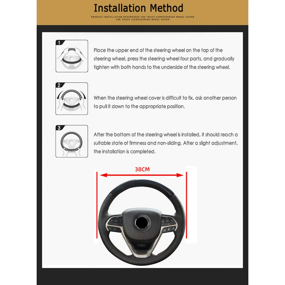 

PU Leather Steering Wheel Cover Protector 100% Brand New Black Breathable