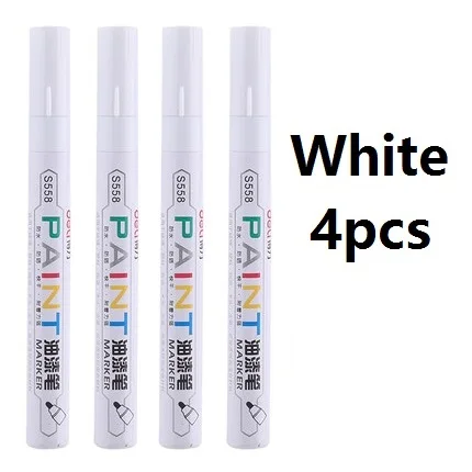 White 4PCS Цельнокроеное платье одна сторона круглый носок маркер белый Цвет постоянный масло Тип быстро сохнут для всех Материал Deli S558 - Цвет: White 4PCS