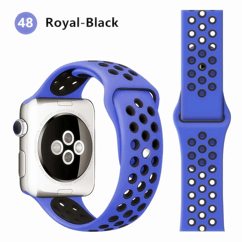 royal-black Силиконовый ремешок для Apple watch band 42 мм 38 мм iWatch 4 band 44 мм 40 мм браслет часы correa резиновый ремешок для часов Apple watch 4 3 2 1 - Цвет ремешка: royal-black